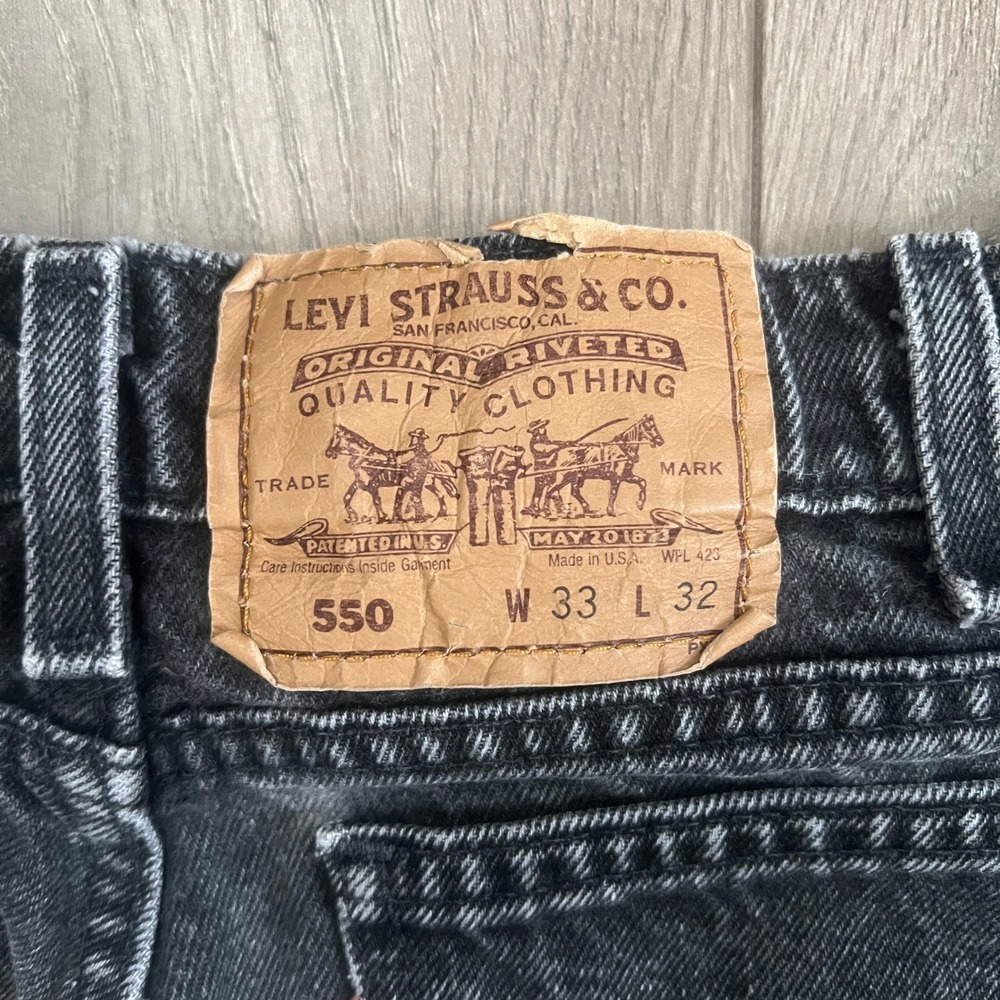 Vintage Orange Tab Levis Mens W 33 L 32 Black Straight Leg - Picture 5 of 8